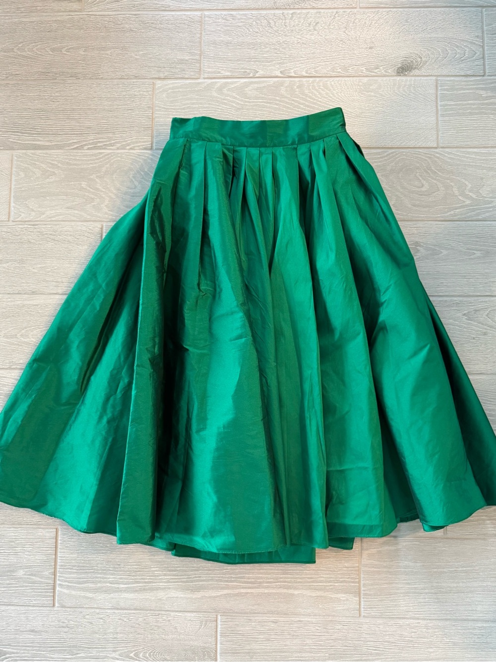 EMILY SHALANT Emerald Green Taffeta Tea Length Midi Skirt Size 4 VGUC